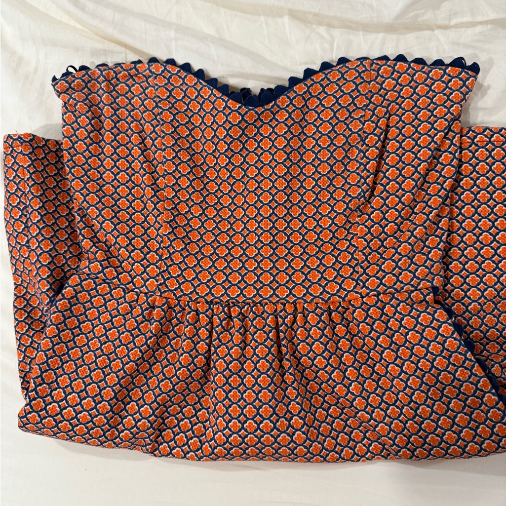 Judith March Orange And Navy Geometric Dress